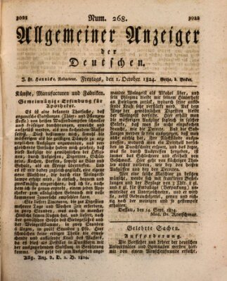 Allgemeiner Anzeiger der Deutschen Freitag 1. Oktober 1824