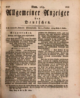 Allgemeiner Anzeiger der Deutschen Samstag 2. Oktober 1824