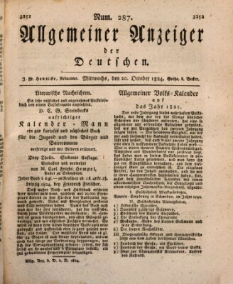 Allgemeiner Anzeiger der Deutschen Mittwoch 20. Oktober 1824