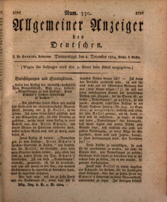 Allgemeiner Anzeiger der Deutschen Donnerstag 2. Dezember 1824
