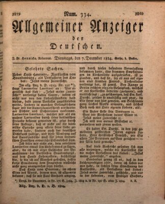 Allgemeiner Anzeiger der Deutschen Dienstag 7. Dezember 1824
