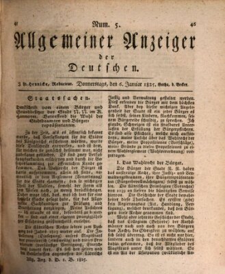 Allgemeiner Anzeiger der Deutschen Donnerstag 6. Januar 1825