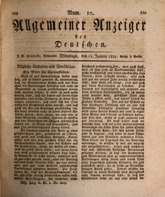 Allgemeiner Anzeiger der Deutschen Dienstag 11. Januar 1825