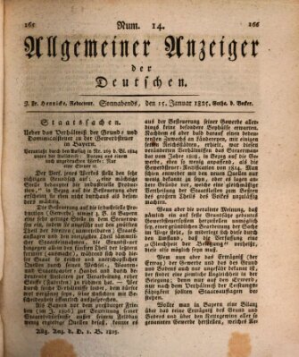 Allgemeiner Anzeiger der Deutschen Samstag 15. Januar 1825