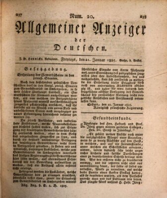 Allgemeiner Anzeiger der Deutschen Freitag 21. Januar 1825