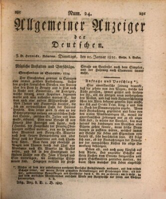 Allgemeiner Anzeiger der Deutschen Dienstag 25. Januar 1825