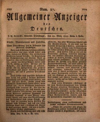 Allgemeiner Anzeiger der Deutschen Dienstag 29. März 1825