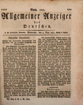 Allgemeiner Anzeiger der Deutschen Mittwoch 4. Mai 1825