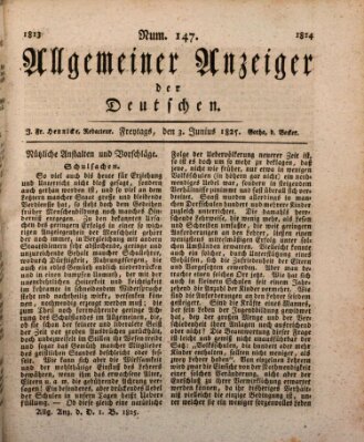 Allgemeiner Anzeiger der Deutschen Freitag 3. Juni 1825