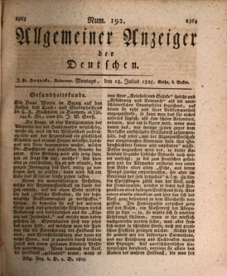 Allgemeiner Anzeiger der Deutschen Montag 18. Juli 1825