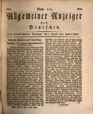 Allgemeiner Anzeiger der Deutschen Sonntag 7. August 1825