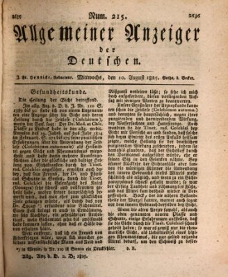 Allgemeiner Anzeiger der Deutschen Mittwoch 10. August 1825