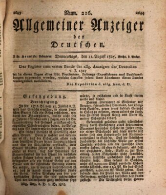 Allgemeiner Anzeiger der Deutschen Donnerstag 11. August 1825