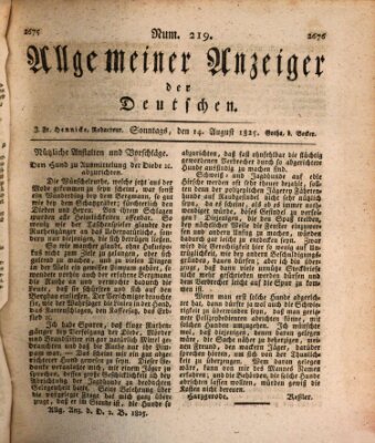 Allgemeiner Anzeiger der Deutschen Sonntag 14. August 1825