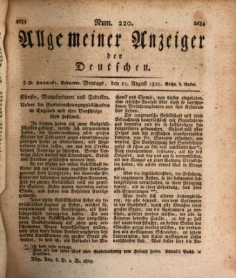 Allgemeiner Anzeiger der Deutschen Montag 15. August 1825