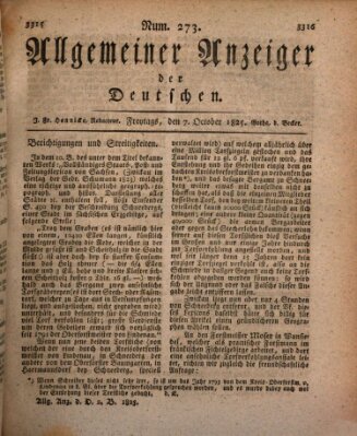 Allgemeiner Anzeiger der Deutschen Freitag 7. Oktober 1825