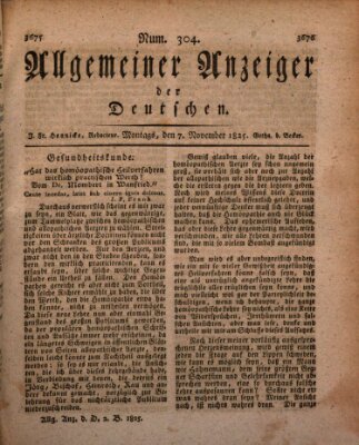 Allgemeiner Anzeiger der Deutschen Montag 7. November 1825