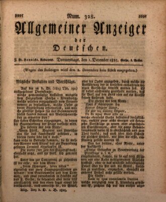 Allgemeiner Anzeiger der Deutschen Donnerstag 1. Dezember 1825