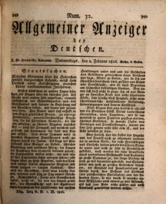 Allgemeiner Anzeiger der Deutschen Donnerstag 2. Februar 1826