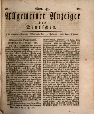Allgemeiner Anzeiger der Deutschen Montag 13. Februar 1826
