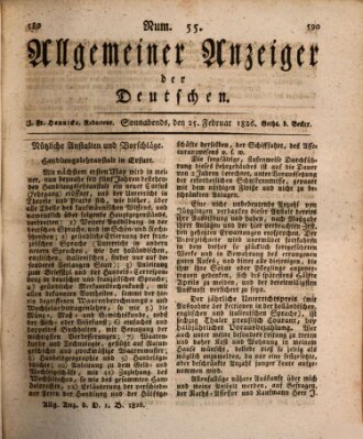 Allgemeiner Anzeiger der Deutschen Samstag 25. Februar 1826