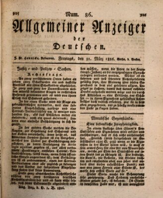 Allgemeiner Anzeiger der Deutschen Freitag 31. März 1826