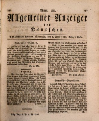 Allgemeiner Anzeiger der Deutschen Sonntag 2. April 1826