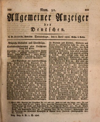 Allgemeiner Anzeiger der Deutschen Donnerstag 6. April 1826