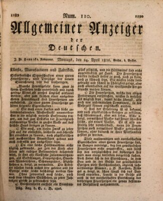 Allgemeiner Anzeiger der Deutschen Montag 24. April 1826