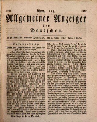 Allgemeiner Anzeiger der Deutschen Dienstag 2. Mai 1826