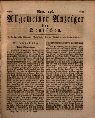 Allgemeiner Anzeiger der Deutschen Freitag 2. Juni 1826