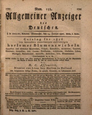 Allgemeiner Anzeiger der Deutschen Mittwoch 14. Juni 1826