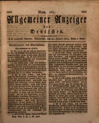 Allgemeiner Anzeiger der Deutschen Mittwoch 21. Juni 1826