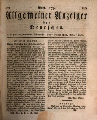 Allgemeiner Anzeiger der Deutschen Mittwoch 5. Juli 1826
