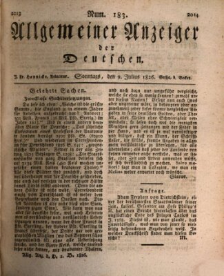 Allgemeiner Anzeiger der Deutschen Sonntag 9. Juli 1826