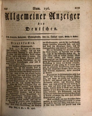 Allgemeiner Anzeiger der Deutschen Samstag 22. Juli 1826