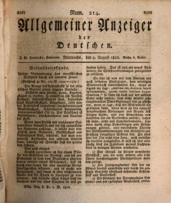 Allgemeiner Anzeiger der Deutschen Mittwoch 9. August 1826