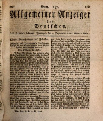 Allgemeiner Anzeiger der Deutschen Freitag 1. September 1826