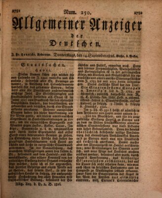 Allgemeiner Anzeiger der Deutschen Donnerstag 14. September 1826