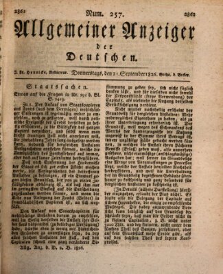 Allgemeiner Anzeiger der Deutschen Donnerstag 21. September 1826