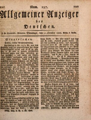 Allgemeiner Anzeiger der Deutschen Dienstag 31. Oktober 1826
