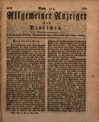 Allgemeiner Anzeiger der Deutschen Donnerstag 16. November 1826