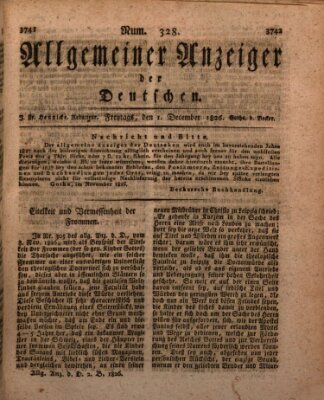 Allgemeiner Anzeiger der Deutschen Freitag 1. Dezember 1826