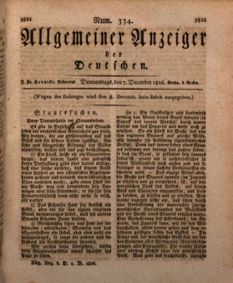 Allgemeiner Anzeiger der Deutschen Donnerstag 7. Dezember 1826