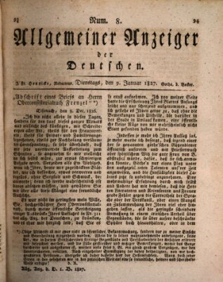 Allgemeiner Anzeiger der Deutschen Dienstag 9. Januar 1827