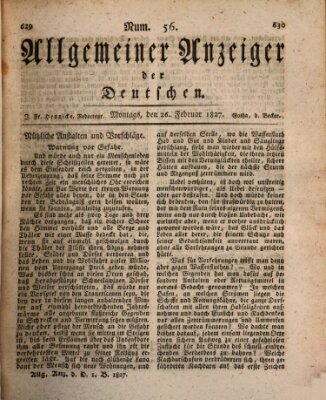 Allgemeiner Anzeiger der Deutschen Montag 26. Februar 1827