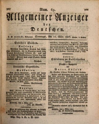 Allgemeiner Anzeiger der Deutschen Sonntag 11. März 1827