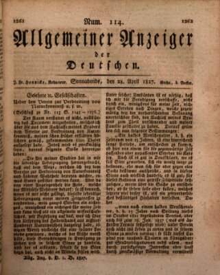 Allgemeiner Anzeiger der Deutschen Samstag 28. April 1827