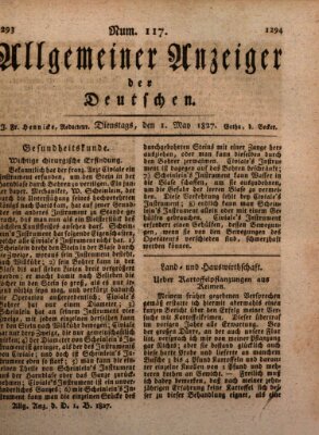 Allgemeiner Anzeiger der Deutschen Dienstag 1. Mai 1827