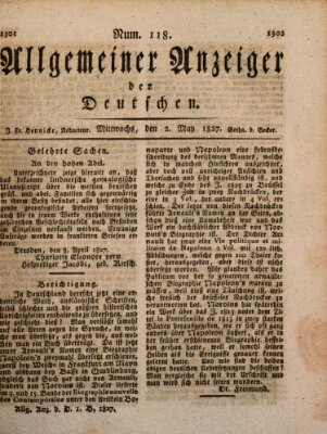 Allgemeiner Anzeiger der Deutschen Mittwoch 2. Mai 1827